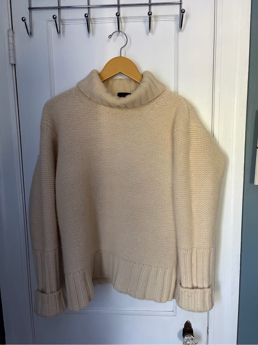 NICOLE FARHI Cream Rollneck Chunky Knit Sweater